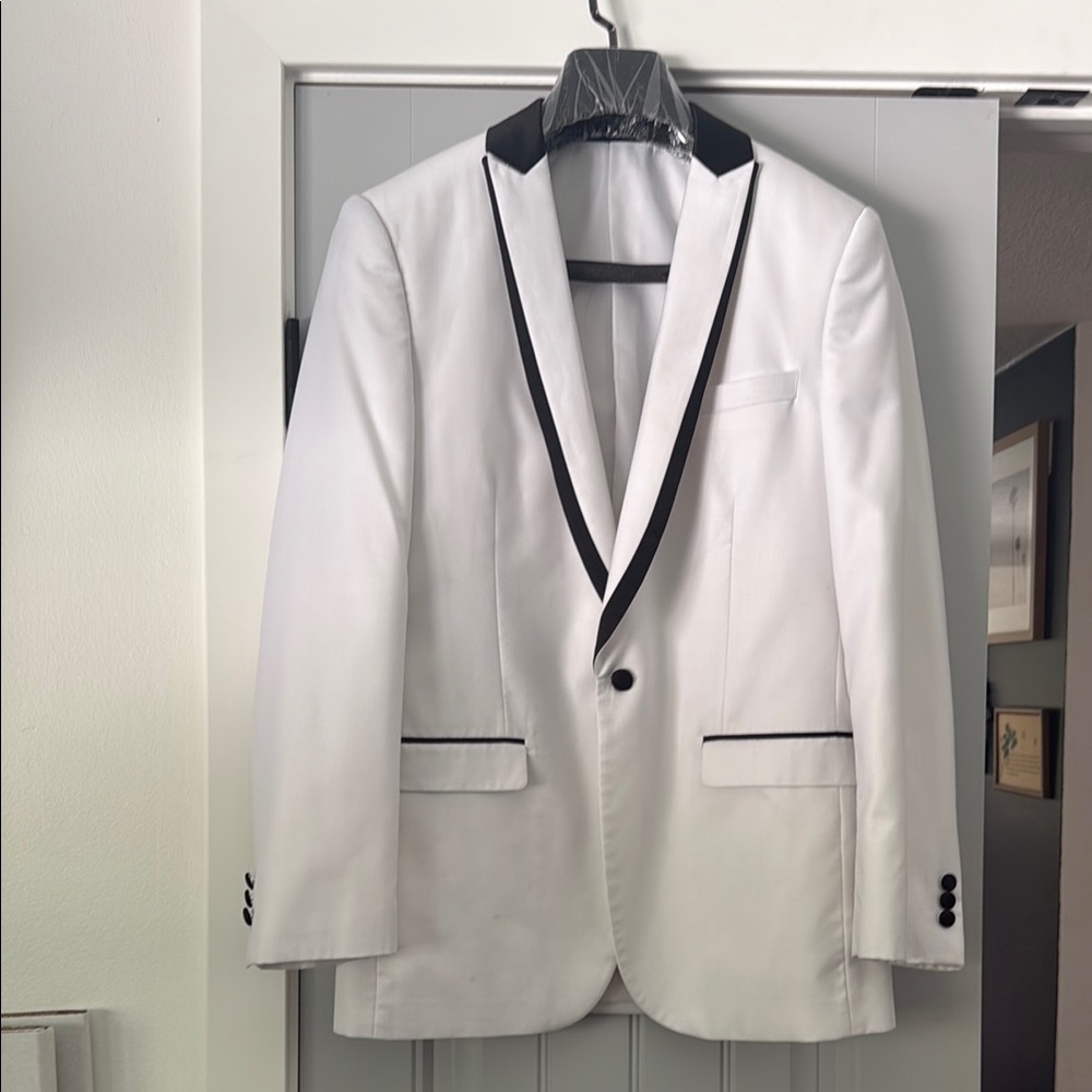 Black and White Tuxedo Jacket with Slim Fit